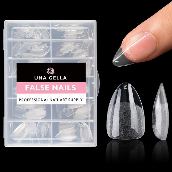 216pcs Short Almond Fake Nails - Salon Quality