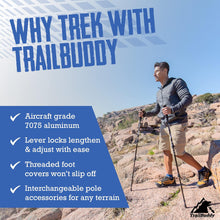 Load image into Gallery viewer, Lightweight &amp; Collapsible Hiking Poles for Backpacking Gear - Pair of 2 Durable Walking Sticks