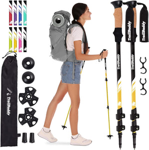 Lightweight & Collapsible Hiking Poles for Backpacking Gear - Pair of 2 Durable Walking Sticks