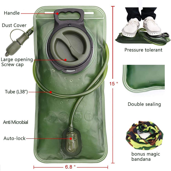 Versatile Hydration Bladder: Leak-Proof & BPA-Free, 2L Capacity